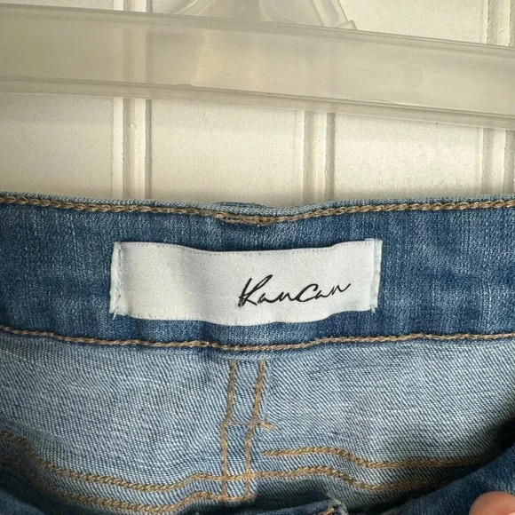 KanCan Fringe Hem Medium Wash Cropped Jeans - Picture 2 of 7